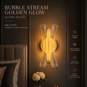 Bubble Stream Golden Glow Duvar Apliği