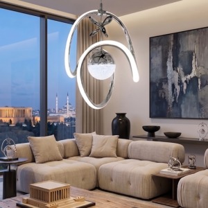 Badem Toplu Modern Avize - Taşlı Küre Detaylı Entegre Led