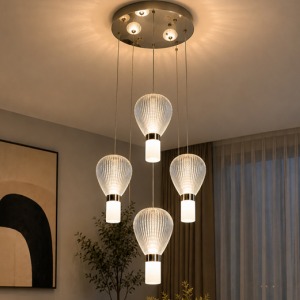 Milano Modern Luxury 4 lü Balon Camlı Sarkıt Avize