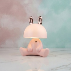 Sevimli Tavşan Pembe Kulaklı Bluetooth Hoparlörlü Çocuk Odası & Gece Lambası