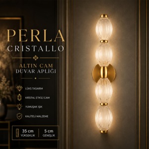 Perla Cristallo Altın Akrilik Cam Duvar Apliği