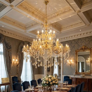Royal Palace 24 Kollu Kristal Taşlı Lüks Salon Avizesi - Gold Kaplama